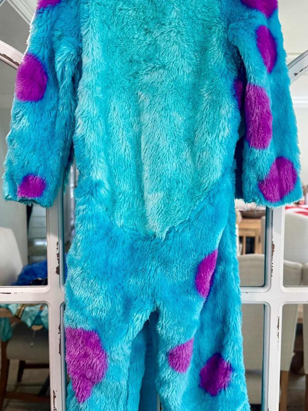 Disney Monsters Inc Plush One-Piece Bodysuit - Turquoise with Purple Spots